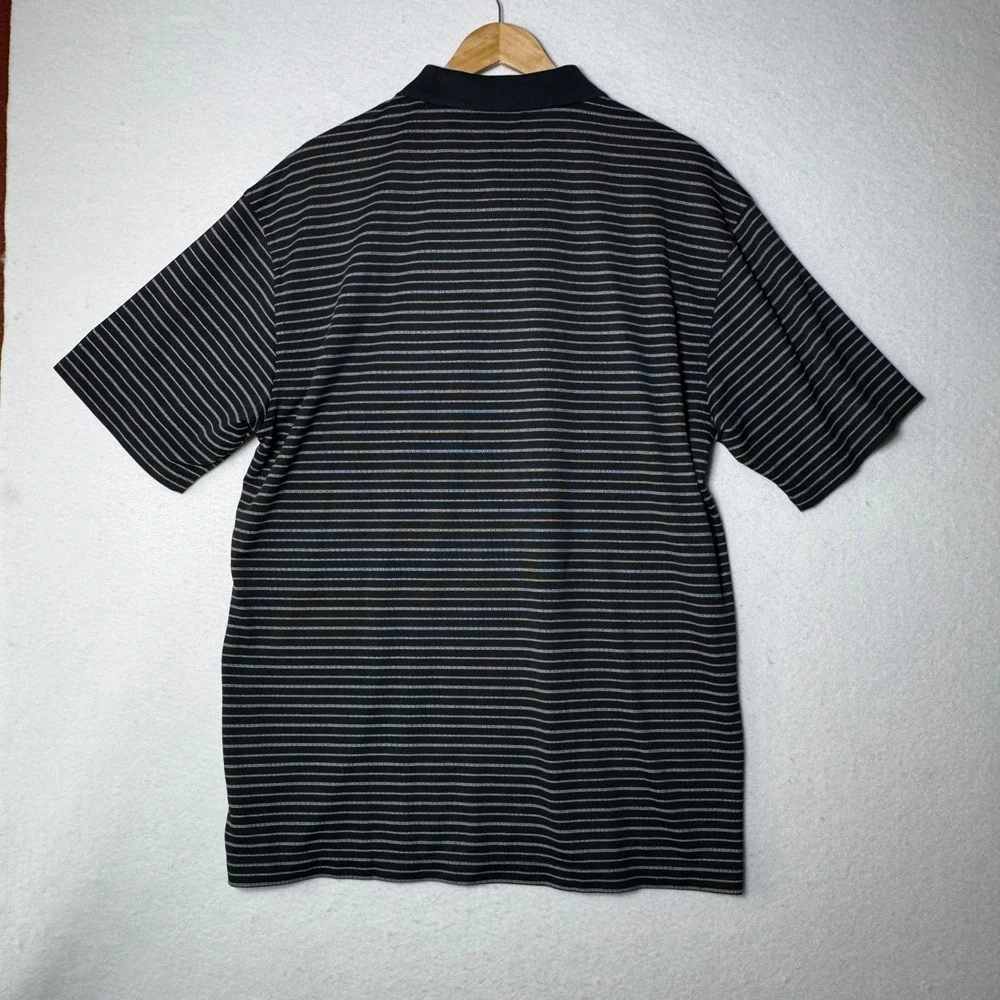 Nike Golf Mens XL Striped Polo Shirt Black Short‎ Sleeve Athletic